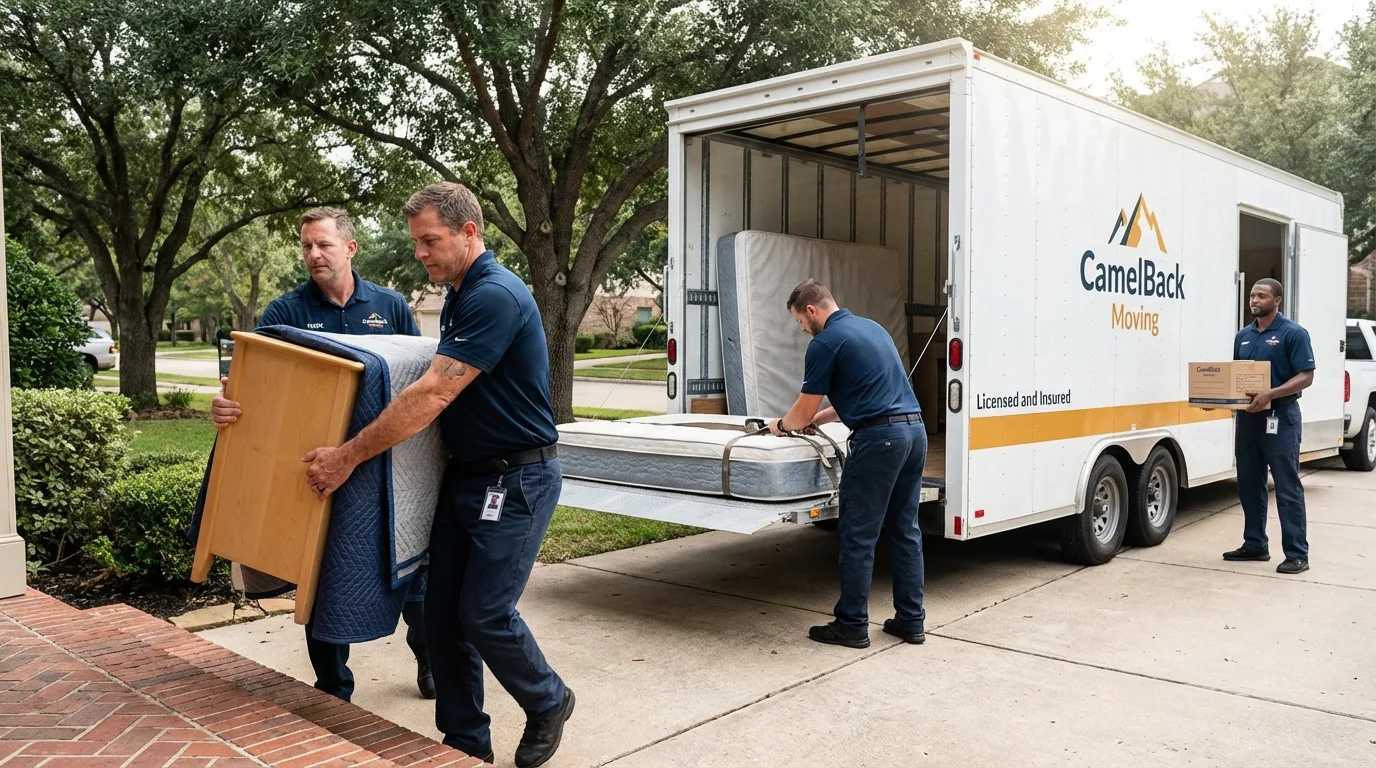 Crew loading residential truck for cross-state move from Winchester, OH