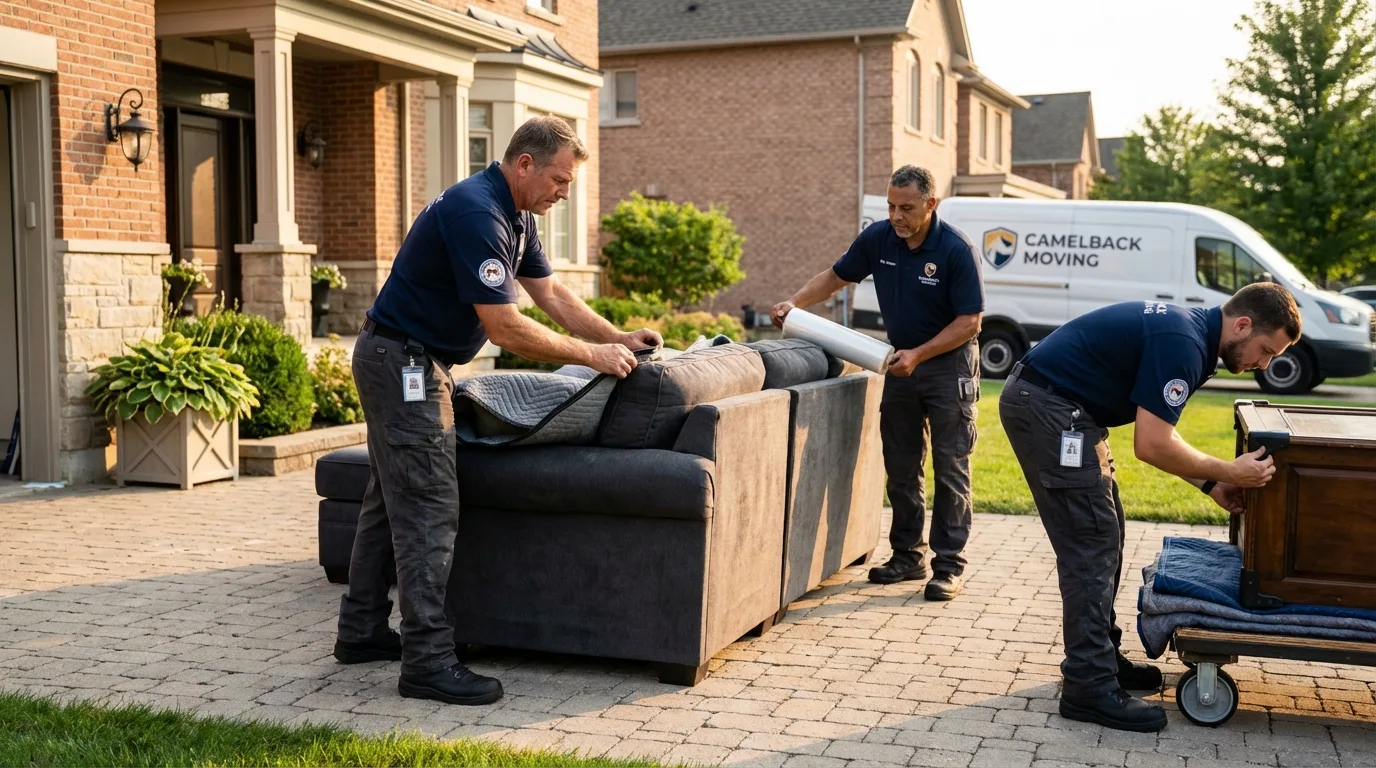 Large estate moving crew wrapping furniture in Winchester, OH