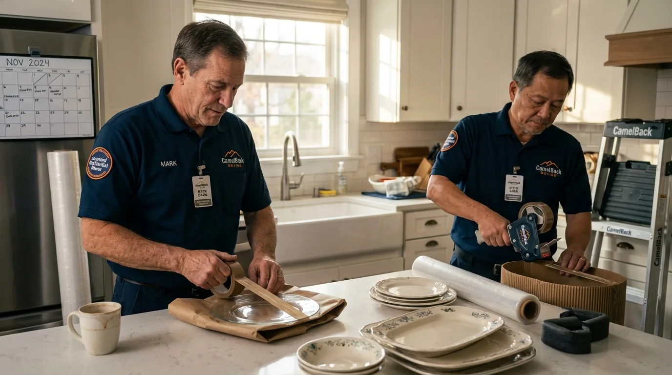 Professional crew packing kitchen dishware in Winchester, OH